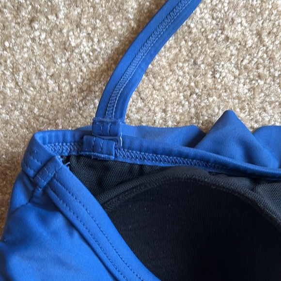 Blue Ruffle Tankini Top with removable halter strap - Picture 4 of 5